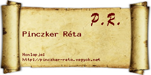 Pinczker Réta névjegykártya